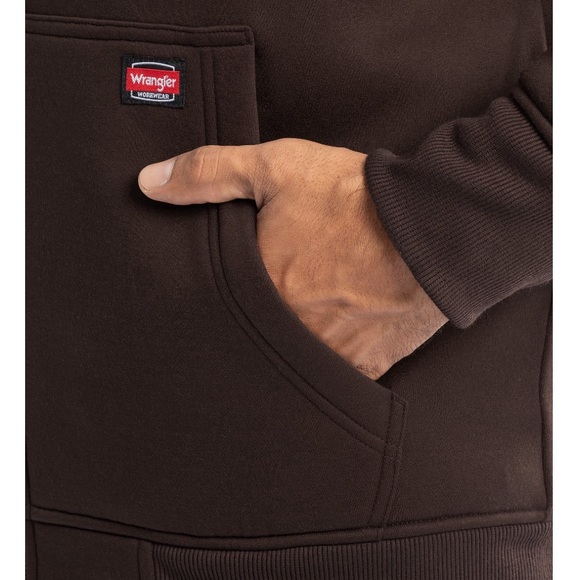 Men's Wrangler Dark Brown Fuzzy Hoodie - Picture 8 of 8
